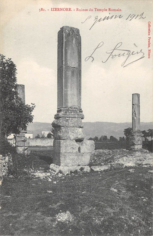 Carte postale ancienne Izernore Ruines Du Temple Romain à Izernore