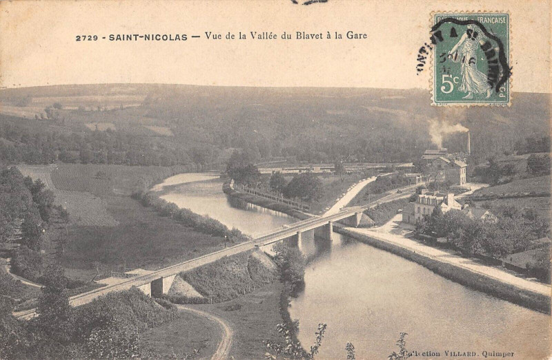 Carte postale ancienne Saint Nicolas Vue De La Vallee Du Blavet A La Gare