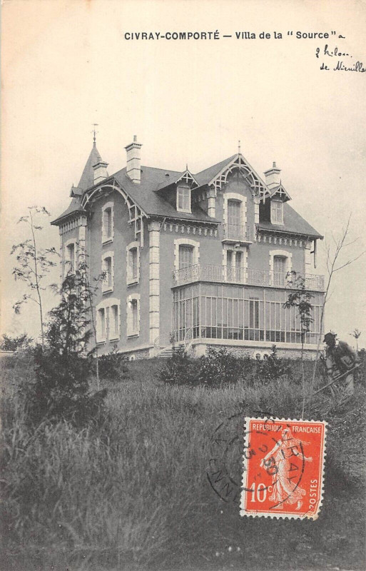 Carte postale ancienne Civray Comporte Villa De La Source à Civray