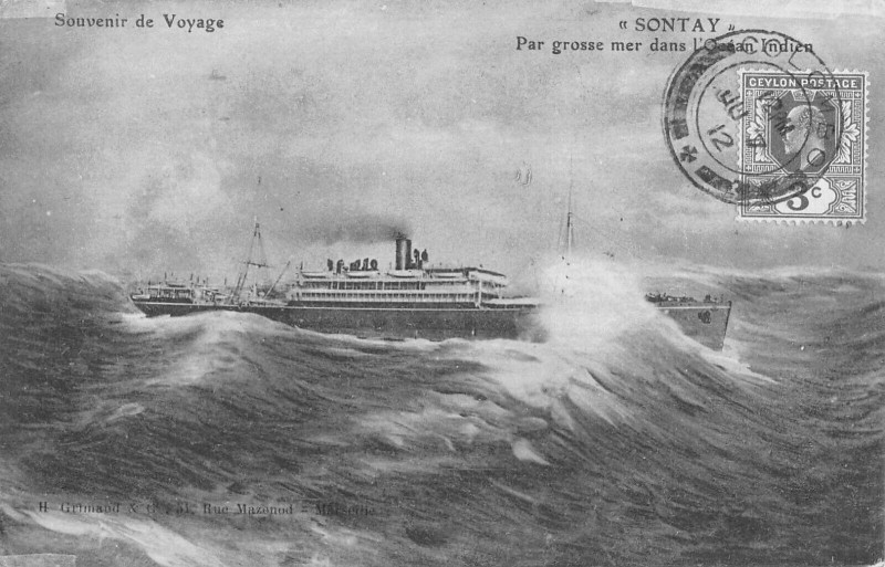 Carte postale ancienne Marine Souvenir De Voyage Sontay Par Grosse Dans L'Ocean Indien