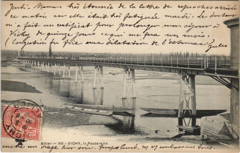 Carte postale ancienne Vichy la Passerelle à Vichy