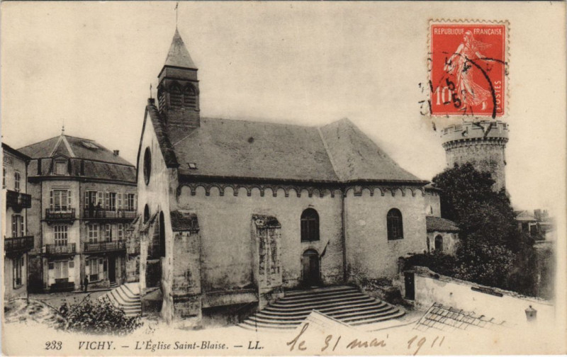 Carte postale ancienne Vichy Eglise Saint-Blaise à Vichy