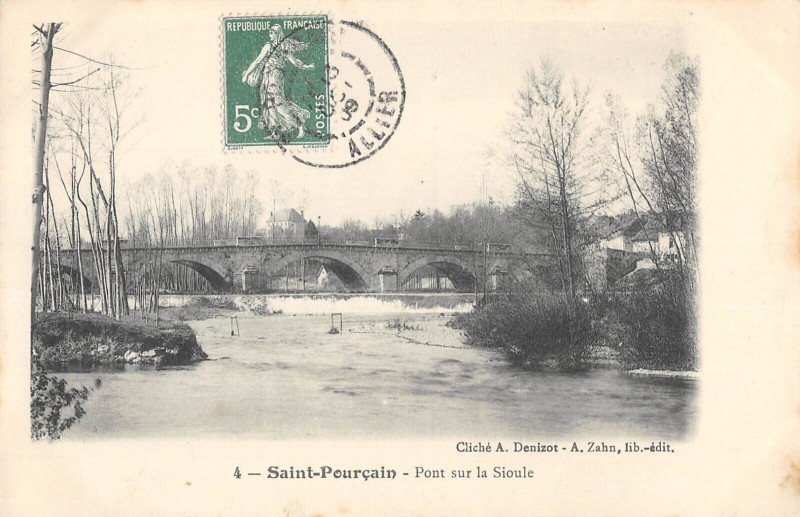 Carte postale ancienne Saint Pourcain Pont Sur La Sioule