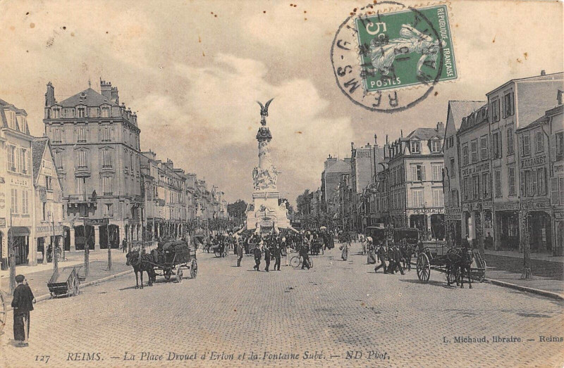Carte postale ancienne Reims Place Drouet D'Erlon à Reims