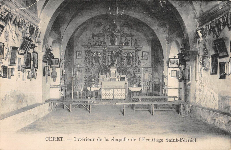 Carte postale ancienne Ceret Interieur De La Chapelle Saint-Ferreol à Err