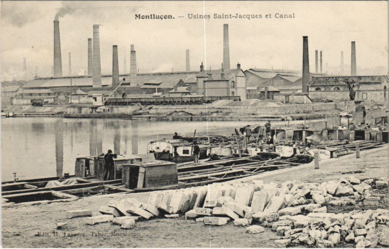 Carte postale ancienne Montlucon Usines Saint-Jacques et Canal