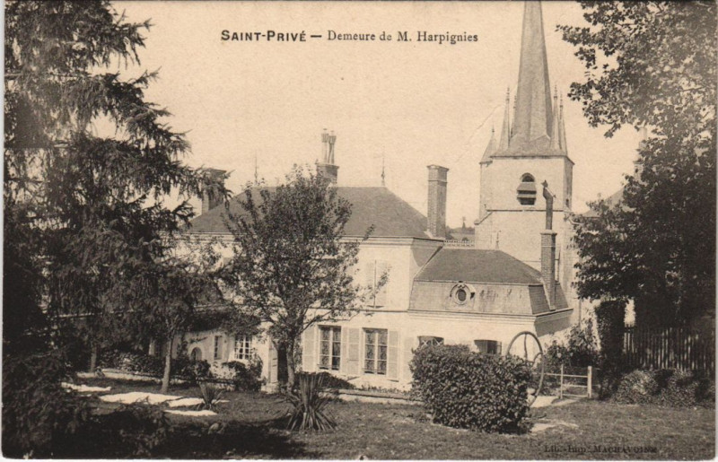Carte postale ancienne Saint-Prive Demeure de M. Harpignies