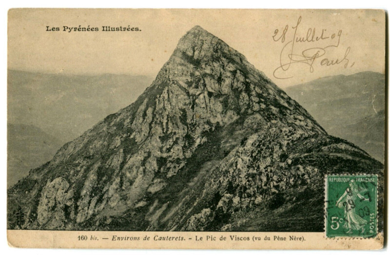Carte postale ancienne Hautes-Pyrénées Environs de Cauterets Pic de Viscos à Cauterets