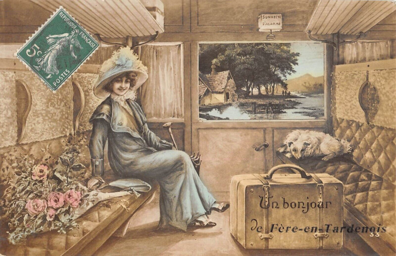 Carte postale ancienne Un Bonjour De Fere En Tardenois (Train