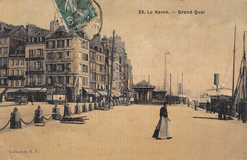 Carte postale ancienne Le Havre Grand Quai (cpa toilée au Havre