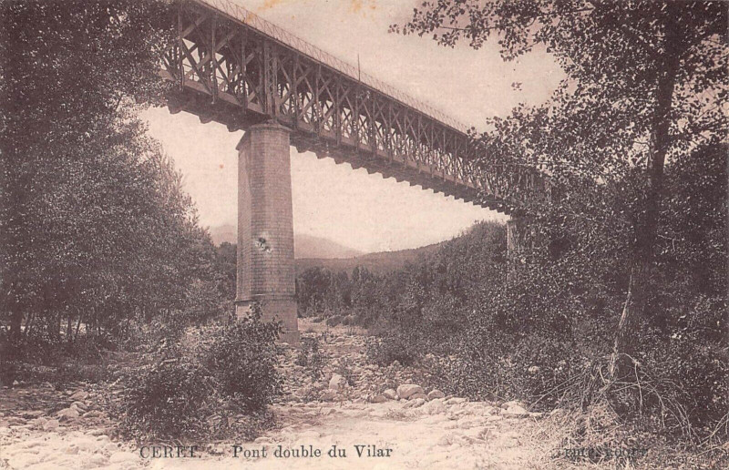 Carte postale ancienne Ceret Pont Double Du Vilar (cliché rare