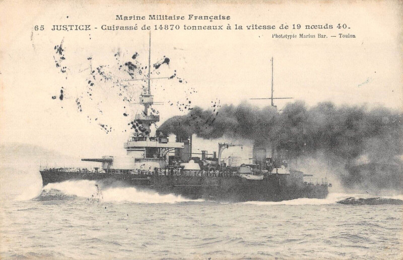 Carte postale ancienne Marine Militaire Le Justice Cuirasse