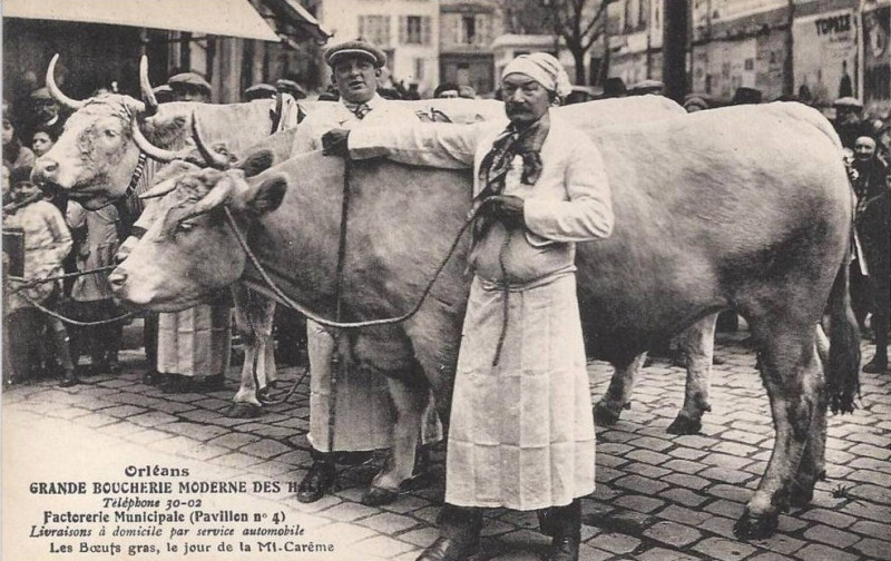 Carte postale ancienne Boeufs gras à Orléans