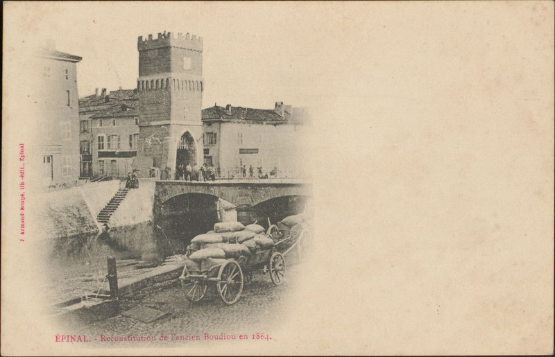 Carte postale ancienne Carte postale, Epinal, Reconstitution de l'ancien Boudiou en 1864