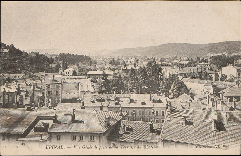 Carte postale ancienne Carte postale, Epinal, Vue générale prise de la Terrasse du Château