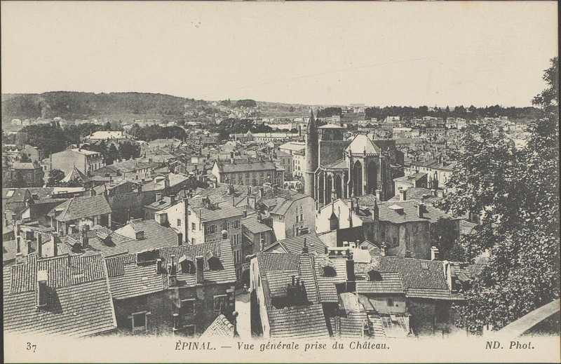 Carte postale ancienne Carte postale, Epinal, Vue générale prise du Château 10
