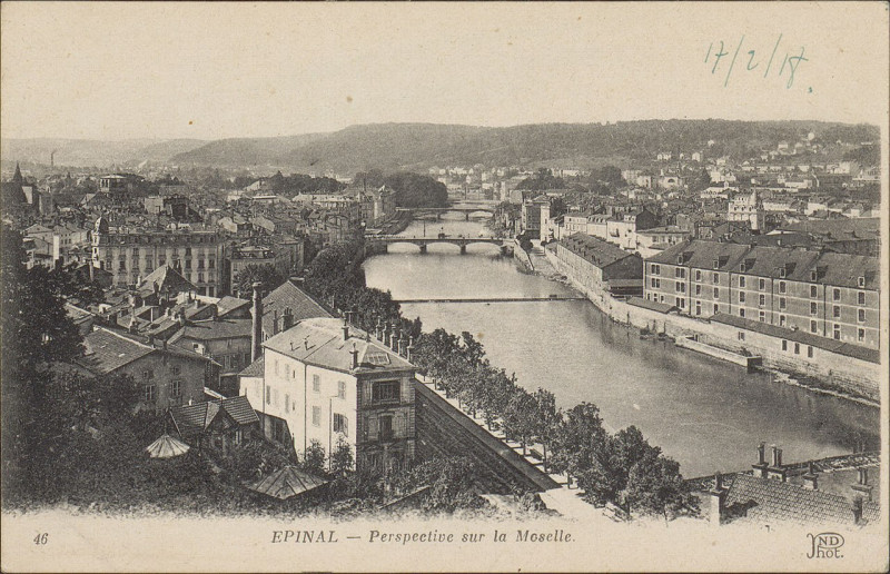 Carte postale ancienne Carte Postale, Epinal, Perspective sur la Moselle