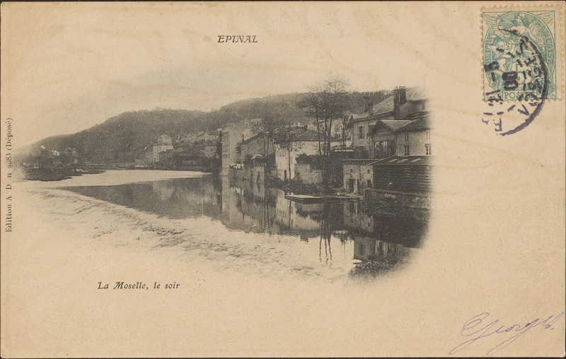Carte postale ancienne Carte postale, Epinal, La Moselle, le soir