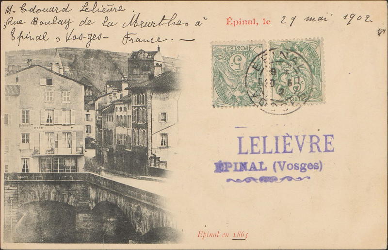 Carte postale ancienne Carte postale, Epinal en 1865