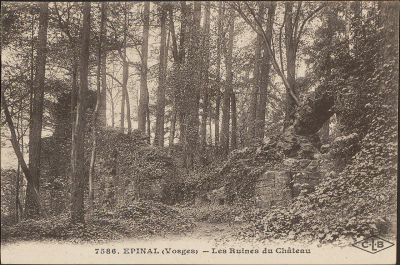 Carte postale ancienne Carte postale, Epinal (Vosges), Les Ruines du Château 2