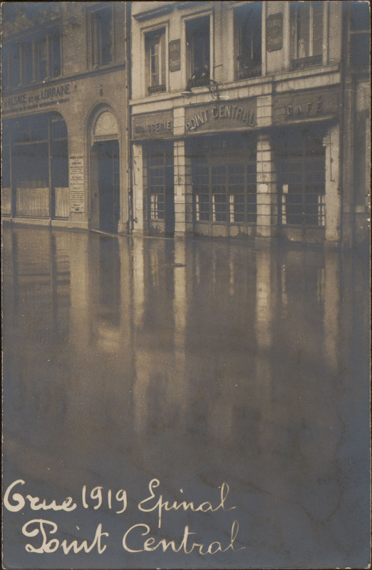 Carte postale ancienne Carte postale, Crue 1919, Epinal, Point central