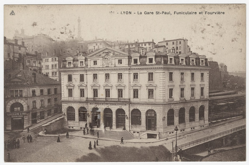 Carte postale ancienne Funiculaire Saint Paul 01 à Lyon 5e Arrondissement