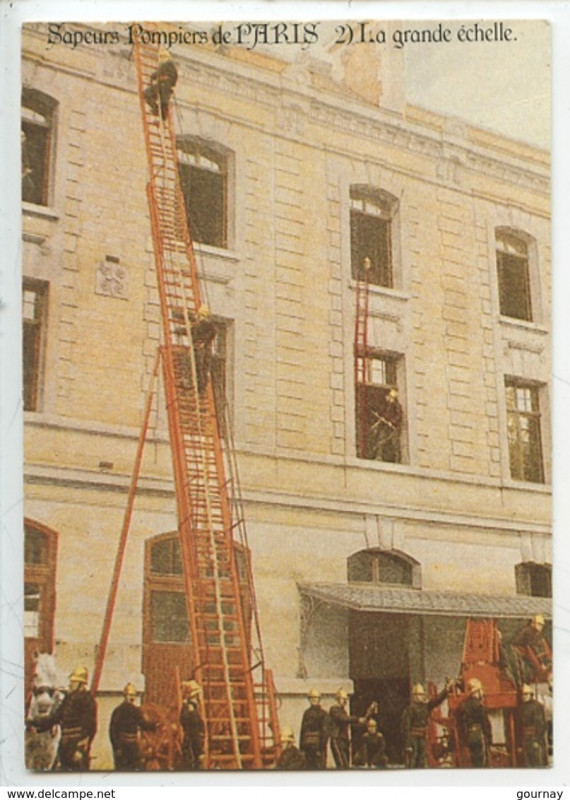 Carte postale ancienne 1900~Pompiers=la grande échelle-2