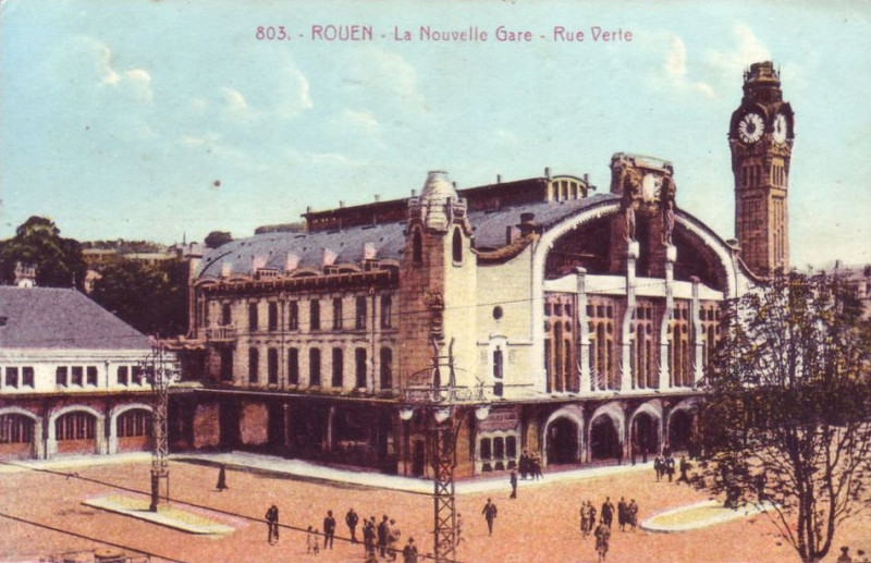 Carte postale ancienne Rouen-rue-verte-gare