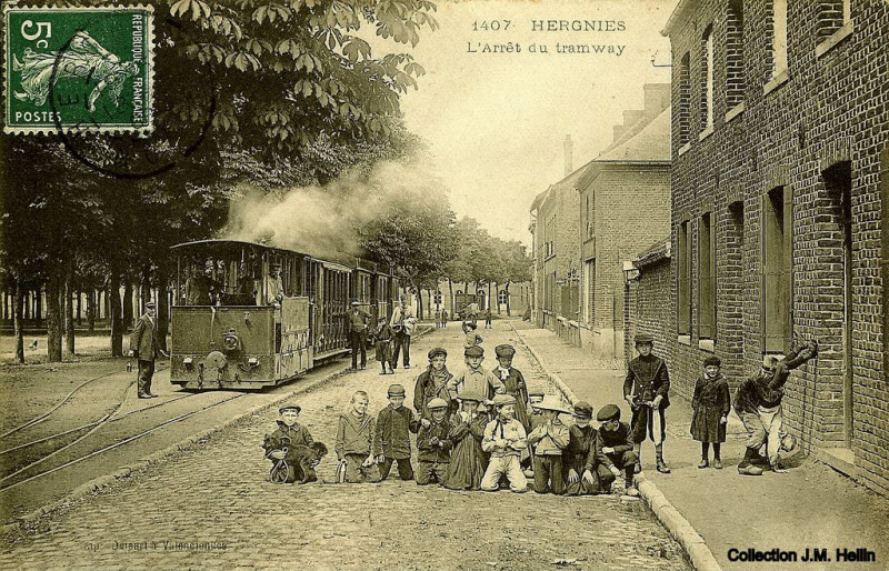 Carte postale ancienne Tramway Hergnies