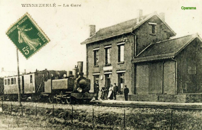 Carte postale ancienne Editions Gobrecht Winnezeele La Gare