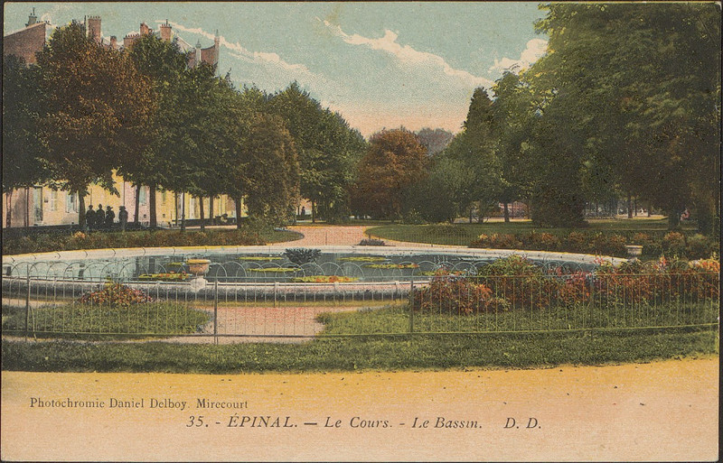Carte postale ancienne Carte postale, Epinal, Le Cours, Le Bassin 2