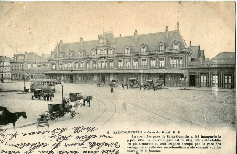 Carte postale ancienne Pd 9 - Saint-Quentin - Gare du Nord