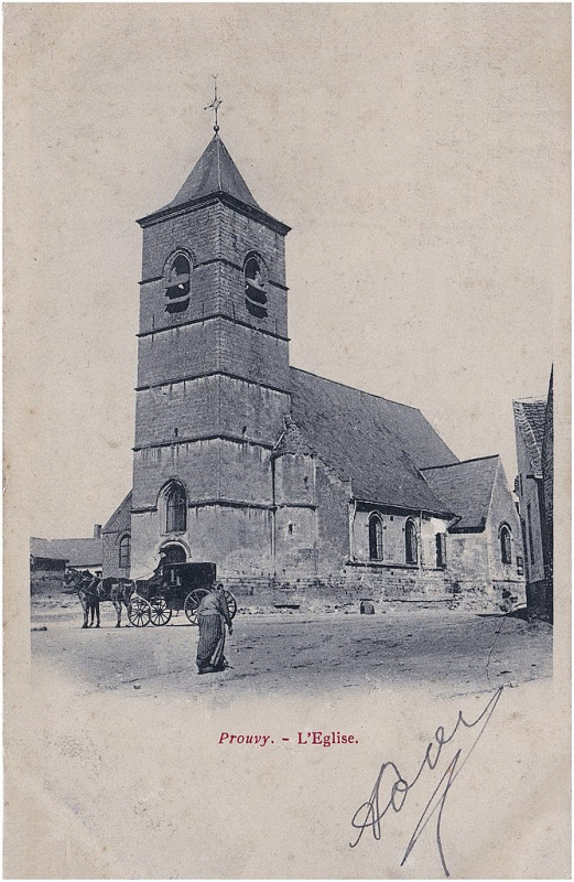 Carte postale ancienne Prouvy (France – dép. du Nord - région Hauts de France ) — Eglise Saint Pierre à Prouvy