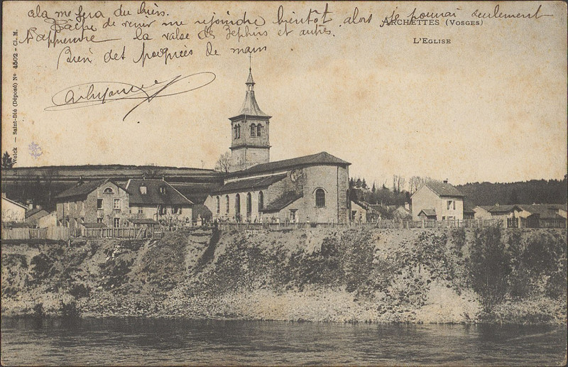 Carte postale ancienne Carte postale, Archettes (Vosges), L'Eglise