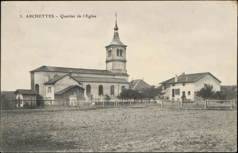Carte postale ancienne Carte postale, Archettes, Quartier de l'Eglise