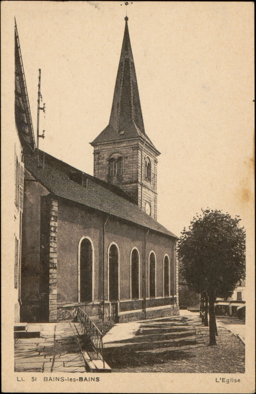 Carte postale ancienne Carte postale, Bains-les-Bains, L'Eglise