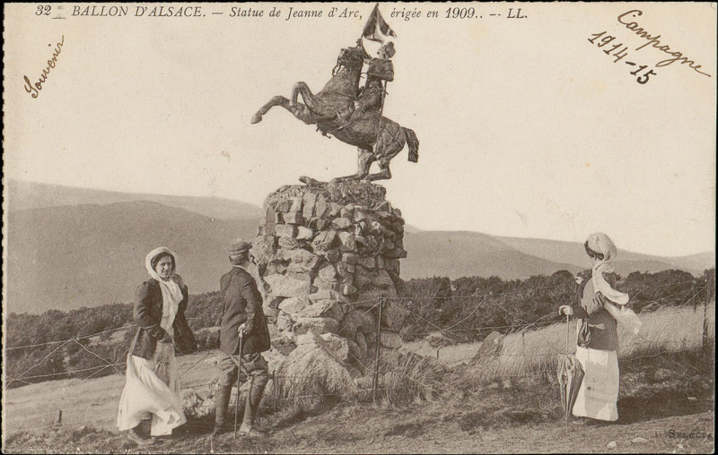 Carte postale ancienne Carte postale, Ballon d'Alsace, Statue de Jeanne d'Arc, érigée en 1909