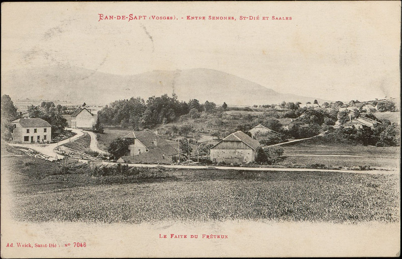 Carte postale ancienne Carte postale, Ban-de-Sapt (Vosges), Entre Senones, St-Dié et Saales, Le Faite du Frêteux