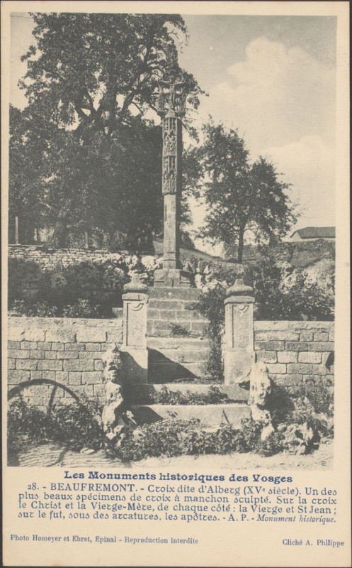 Carte postale ancienne Carte postale, Beaufremont, Croix dite d'Alberg