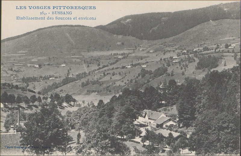 Carte postale ancienne Carte postale, Bussang, Etablissement des sources et environs