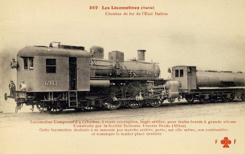 Carte postale ancienne Locomotiva Fs 6943