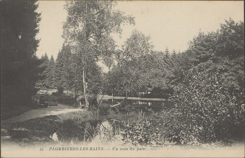 Carte postale ancienne Carte postale, Plombières-les-Bains, Un coin du parc