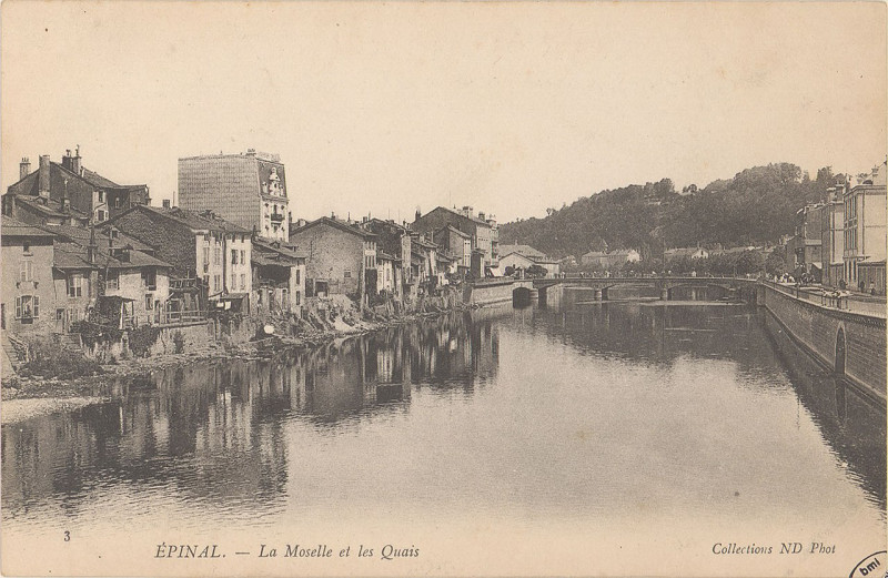 Carte postale ancienne Carte postale, Epinal, La Moselle et les quais 2