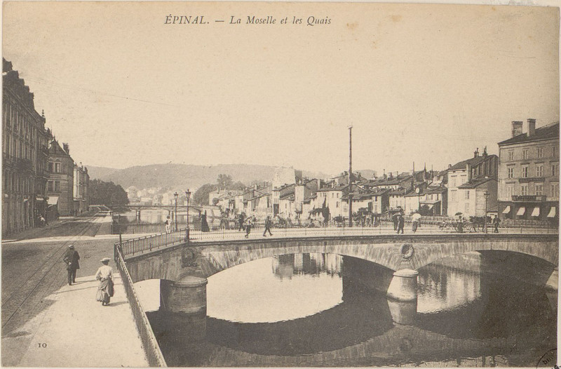 Carte postale ancienne Carte postale, Epinal, La Moselle et les quais 3