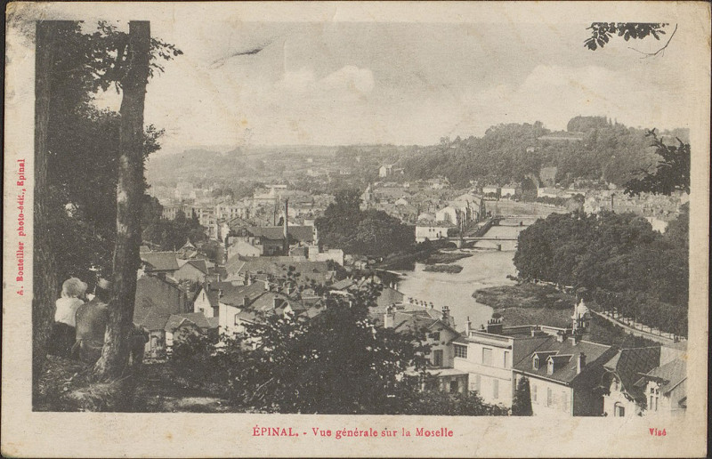 Carte postale ancienne Carte postale, Epinal, Vue générale sur la Moselle 2