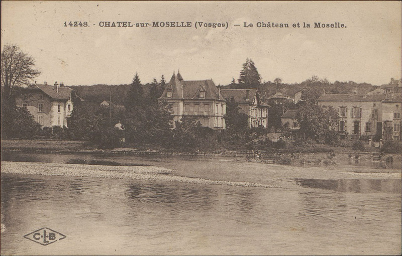 Carte postale ancienne Carte postale, Châtel-sur-Moselle (Vosges), le Château et la Moselle