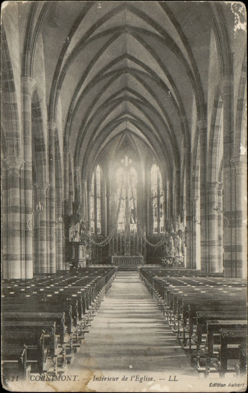 Carte postale ancienne Carte postale, Cornimont, Intérieur de l'Eglise