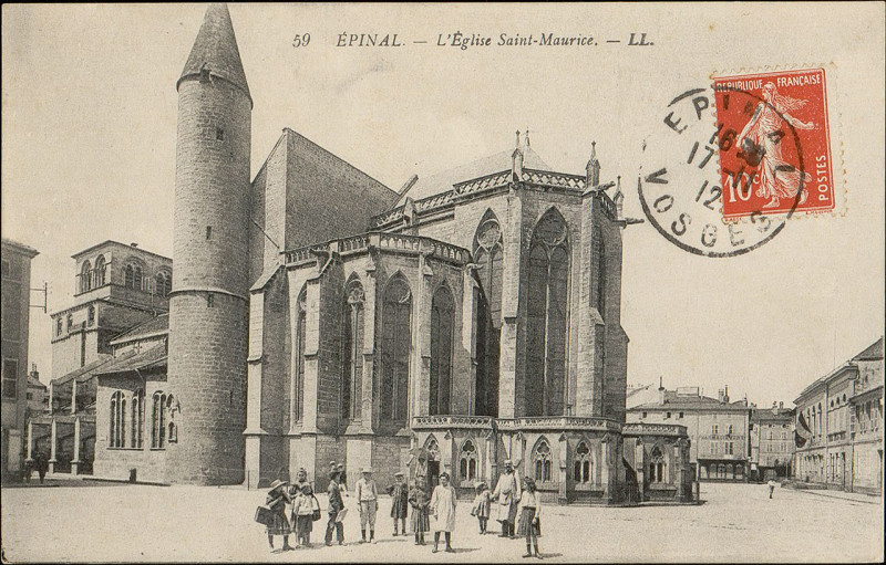 Carte postale ancienne Carte postale, Epinal, L'Eglise Saint-Maurice 3