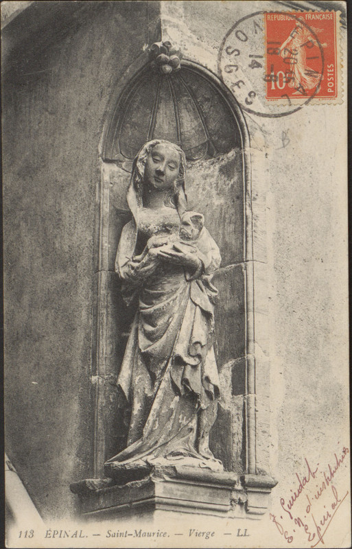 Carte postale ancienne Vierge à l'enfant du Passage des morts (Epinal)