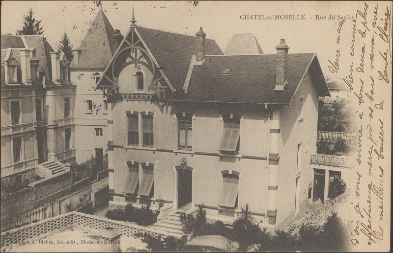 Carte postale ancienne Carte postale, Châtel-s-Moselle, Rue du Saulcy